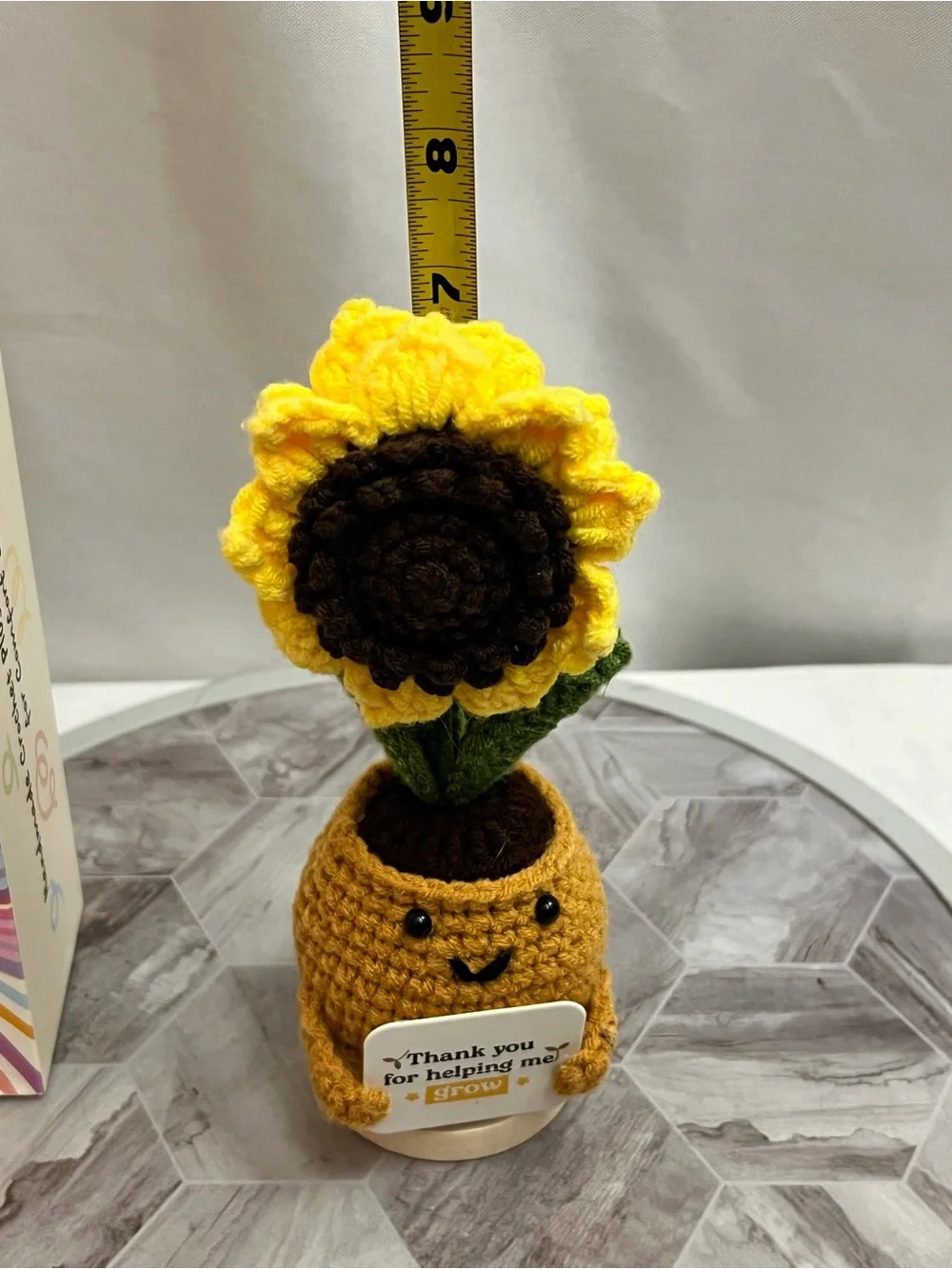 The Gifty Positive Sunflower Crochet “Thank You for Helping Me Grow” Gift